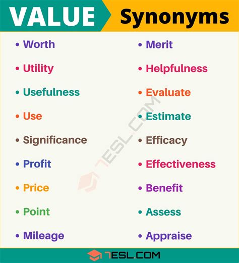 of value synonym|similar words for values.